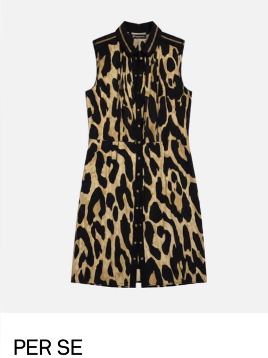 Per Se Dresses & Skirts - PER SE by CARLISLE Collared Sleeveless Animal-Print Shirt Dress in Black and Tan